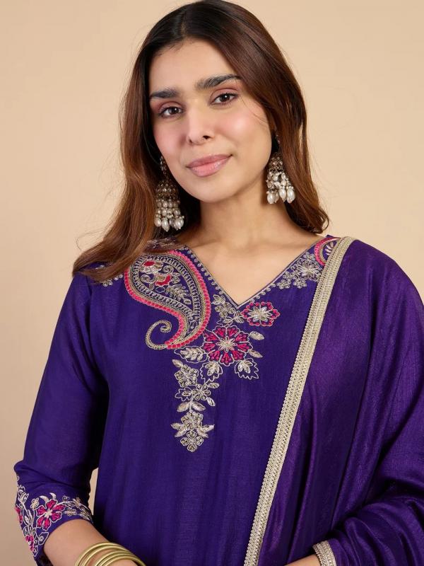 VP 9828 P Embroidered Kurta Pant Set